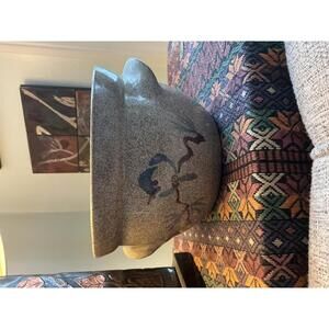 Vintage Old Time Pottery Chickadee Stoneware Mixing Bowl with Handles